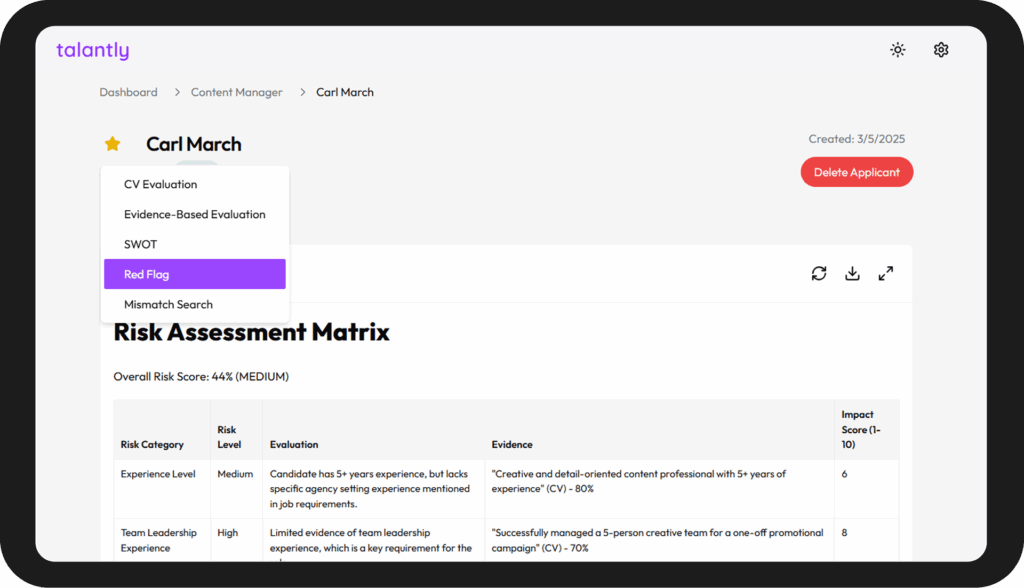 visual with the drop-down menu with this report highlighted