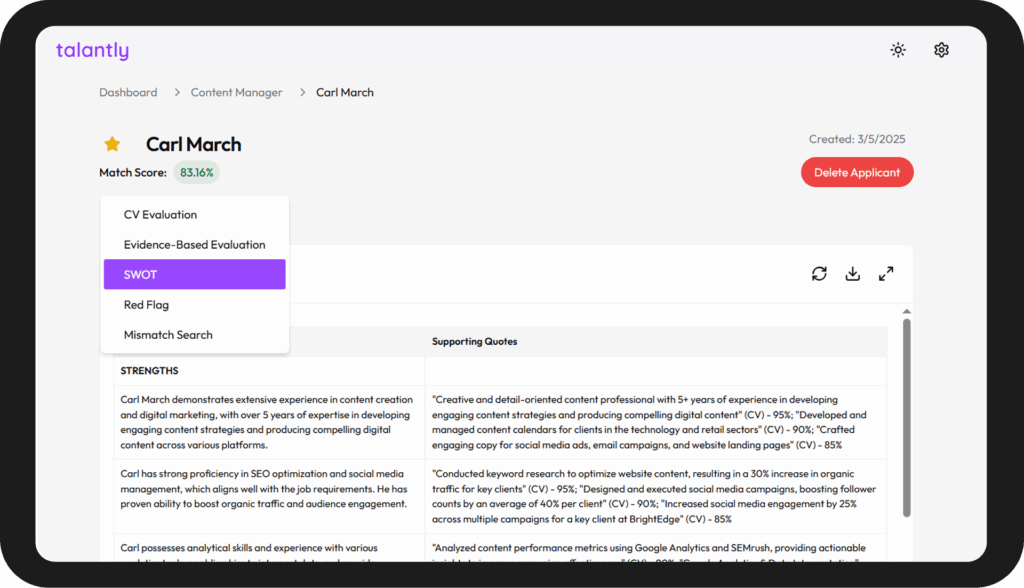 visual with the drop-down menu with this report highlighted